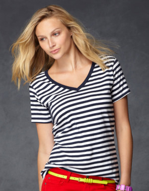 Anvil Women´s Stripe V-Neck Tee