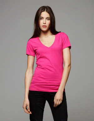 Bella Jersey Deep V-Neck Tee