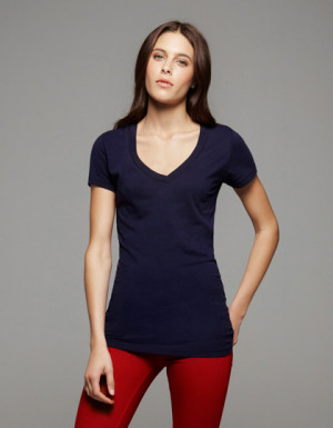 Bella Tissue Jersey Deep V-Neck T-Shirt