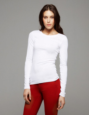 Bella Sheer Rib Long Sleeve Crew Neck T-Shirt