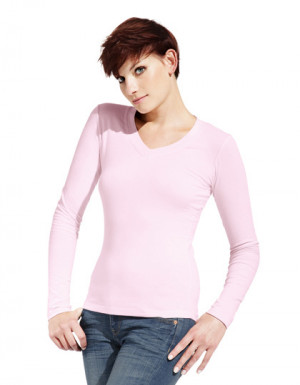 Promodoro Women´s Wellness V-Neck-T Longsleeve